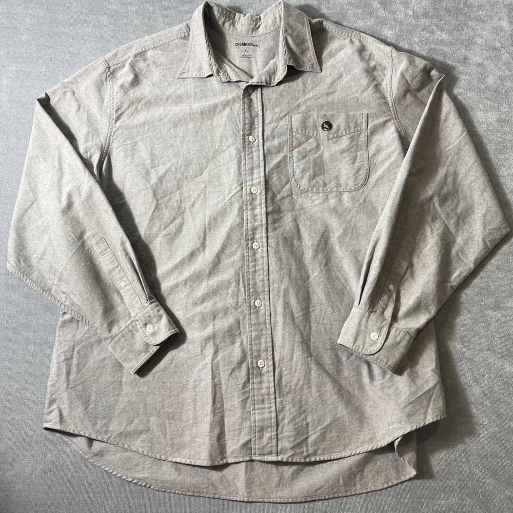 Gander Mountain Mens XL Gray‎ Cotton Oxford Long Sleeve Button Down Shirt Logo
